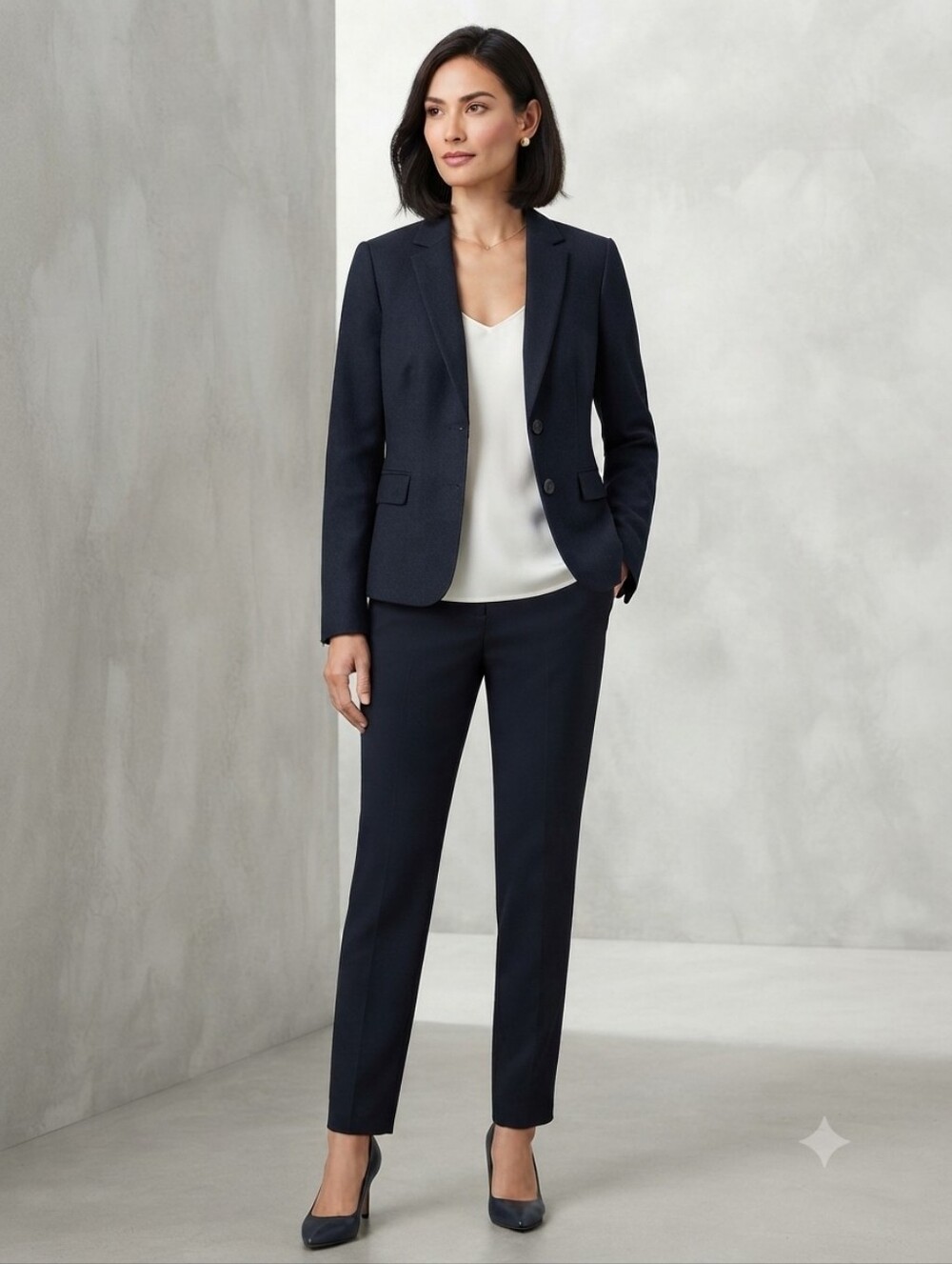 TALBOTS Heritage Dot Two-Button Blazer Jacket Black Navy Size 10P
